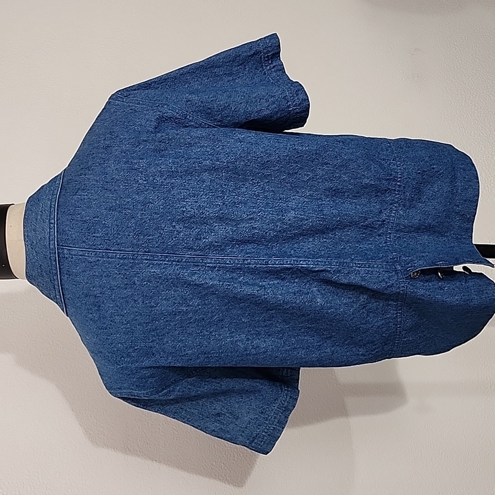 C.L C. Top 100% Cotton Denim Embroidered Floral Stitching Detail Blue Size M - Picture 13 of 17